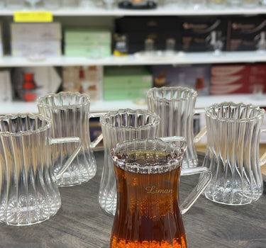 MLX Ribbled Line  Borosilikat Theeglazen 6 Delig 200 ml