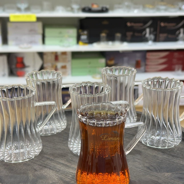 MLX Ribbled Line  Borosilikat Theeglazen 6 Delig 200 ml