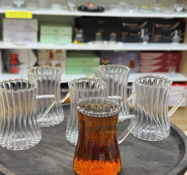 MLX Ribbled Line  Borosilikat Theeglazen 6 Delig 200 ml