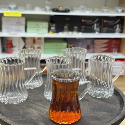 MLX Ribbled Line  Borosilikat Theeglazen 6 Delig 200 ml