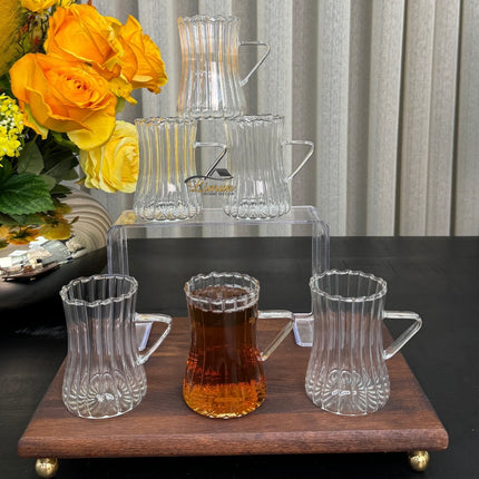 MLX Ribbled Line  Borosilikat Theeglazen 6 Delig 200 ml