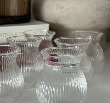 MLX Ribbled Tombik Borosilikat Borrelglas 6 Delig 100 ML