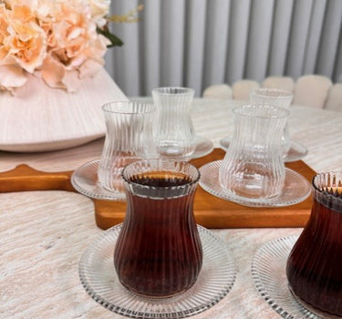 MLX Ripple Theeset 12 Delig | 6 Persoons - Borosilicaat - Japandi - Hogekwaliteit - Turkse thee glazen