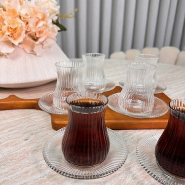 MLX Ripple Theeset 12 Delig | 6 Persoons - Borosilicaat - Japandi - Hogekwaliteit - Turkse thee glazen