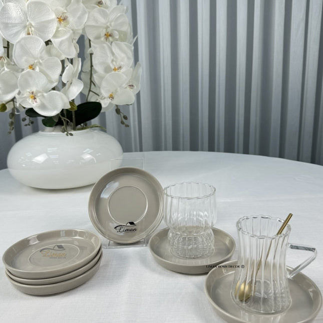 MULEX Porselein Theeschotel 6 Delig Beige