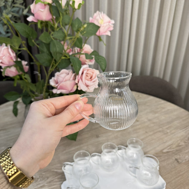 MULEX Ribbled Tombik Borosilikat Theeglazen 6 Delig 200 ml