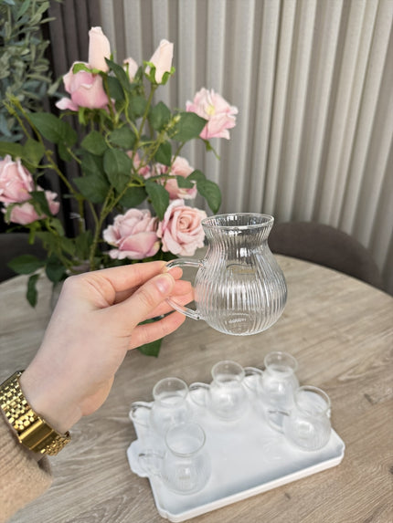 MULEX Ribbled Tombik Borosilikat Theeglazen 6 Delig 200 ml