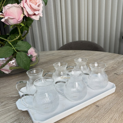 MULEX Ribbled Tombik Borosilikat Theeglazen 6 Delig 200 ml