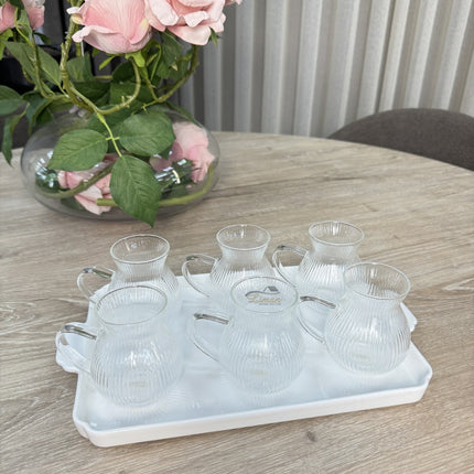 MULEX Ribbled Tombik Borosilikat Theeglazen 6 Delig 200 ml