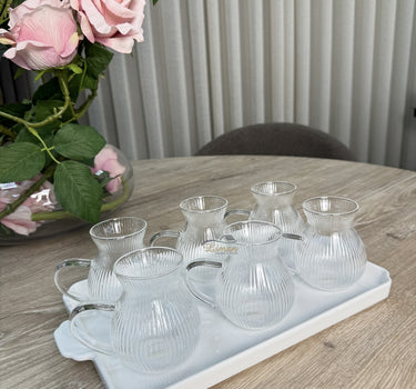 MULEX Ribbled Tombik Borosilikat Theeglazen met Handvat 6 Delig 200 ml