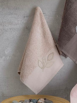 NURPAK Nurpak Pırıltı Yaprak Handdoek 30 x 50 Cm | Beige
