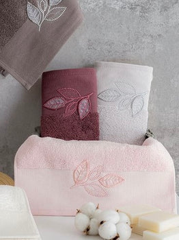NURPAK Nurpak Pırıltı Yaprak Handdoek 30 x 50 Cm | Grijs