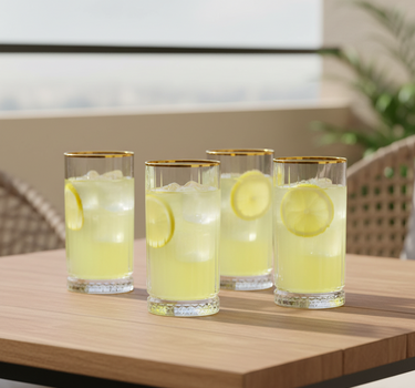 Pasabahce Elysia Gold Touch Limonade Glazen 4 Delig 445 cc