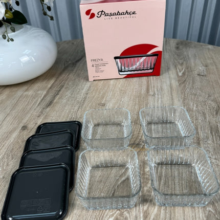 PASABAHCE Pasabahce Frezya Saus Kommen met Deksel  ( 8 Delig ) 220 cc