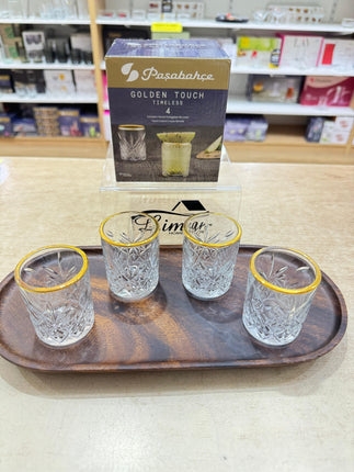 PASABAHCE Pasabahce Timeless  Borrelglazen Gold 4 Delig