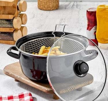 polochef Emaille - Frituurpan 24 Cm | Zwart
