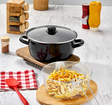 polochef Emaille - Frituurpan 24 Cm | Zwart