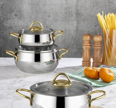 polochef Proline Midi Pannenset 6 Delig | Zilver - Goud