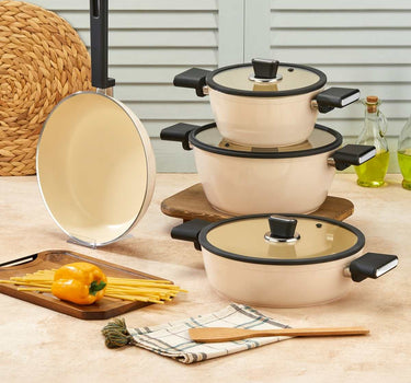 polochef Vista Seramik 7 Delige Pannen set  Beige