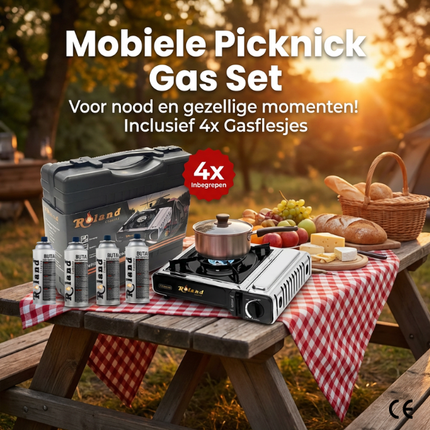 Roland Mobiele Gaskookstel - Camping kooktoestel - Picknick gasfornuis - Noodpakket gas