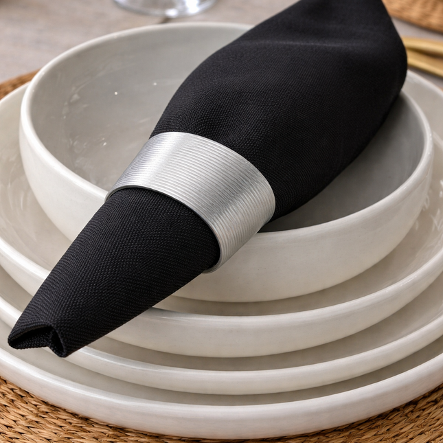 S|P Collection Centro Servetring 4 cm Lijn Zilver 4 Delig