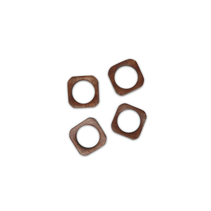 S|P Collection Servetring 4,5x4,5cm vierkant hout Moku - set/4
