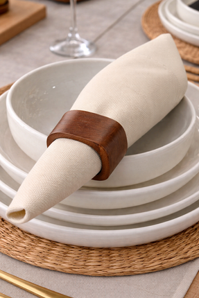 S|P Collection Servetring 4,5x4,5cm vierkant hout Moku - set/4