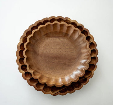 ZH Acacia houten serveerschaal geribbeld | 20 cm