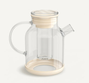 ZH Glazen theepot met filter 1,5L – Borosilicaat glas – Beige