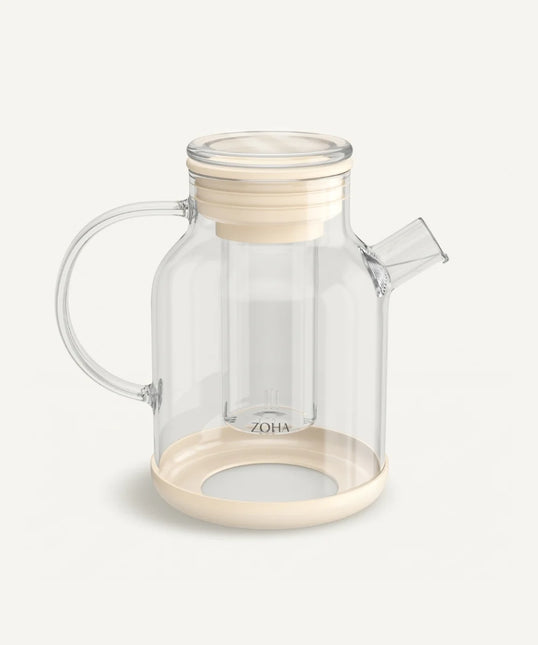 ZH Glazen theepot met filter 1,5L – Borosilicaat glas – Beige