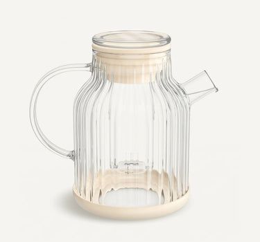 ZH Stripe Glazen theepot met filter 1,5L – Borosilicaat glas – Beige