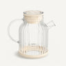ZH Stripe Glazen theepot met filter 1,5L – Borosilicaat glas – Beige